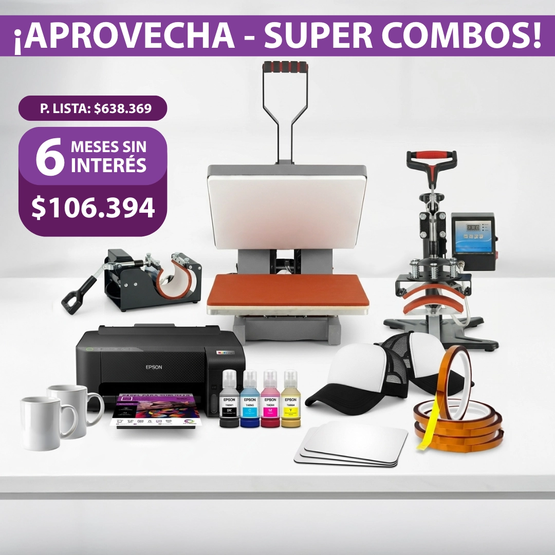 Combo 1 - Kit de Sublimación Multirubro Completo